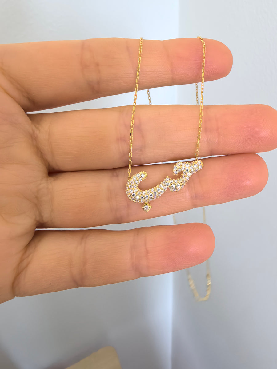 Cambered Zirconia Hob Necklace