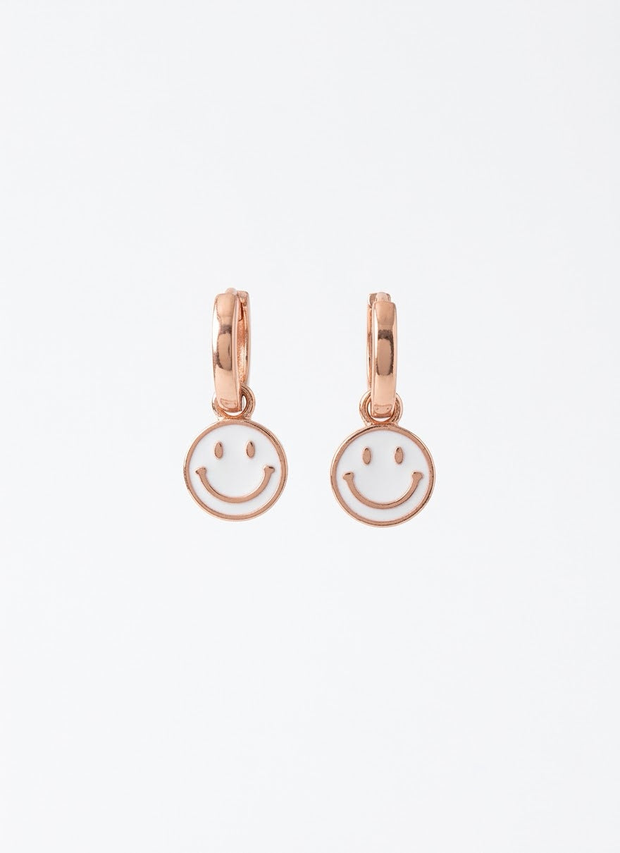 Smile White Enamel Hoop Earrings
