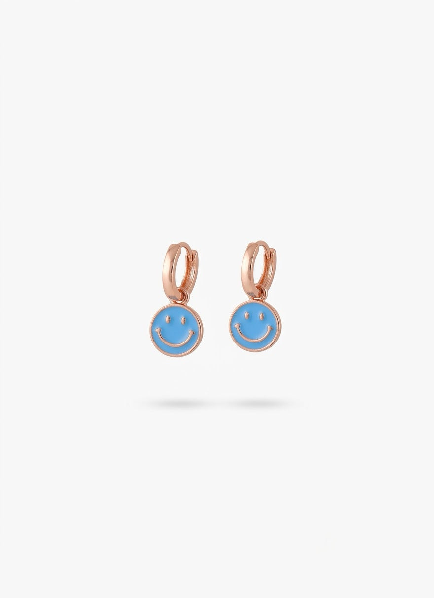 Smile Blue Enamel Hoop Earrings