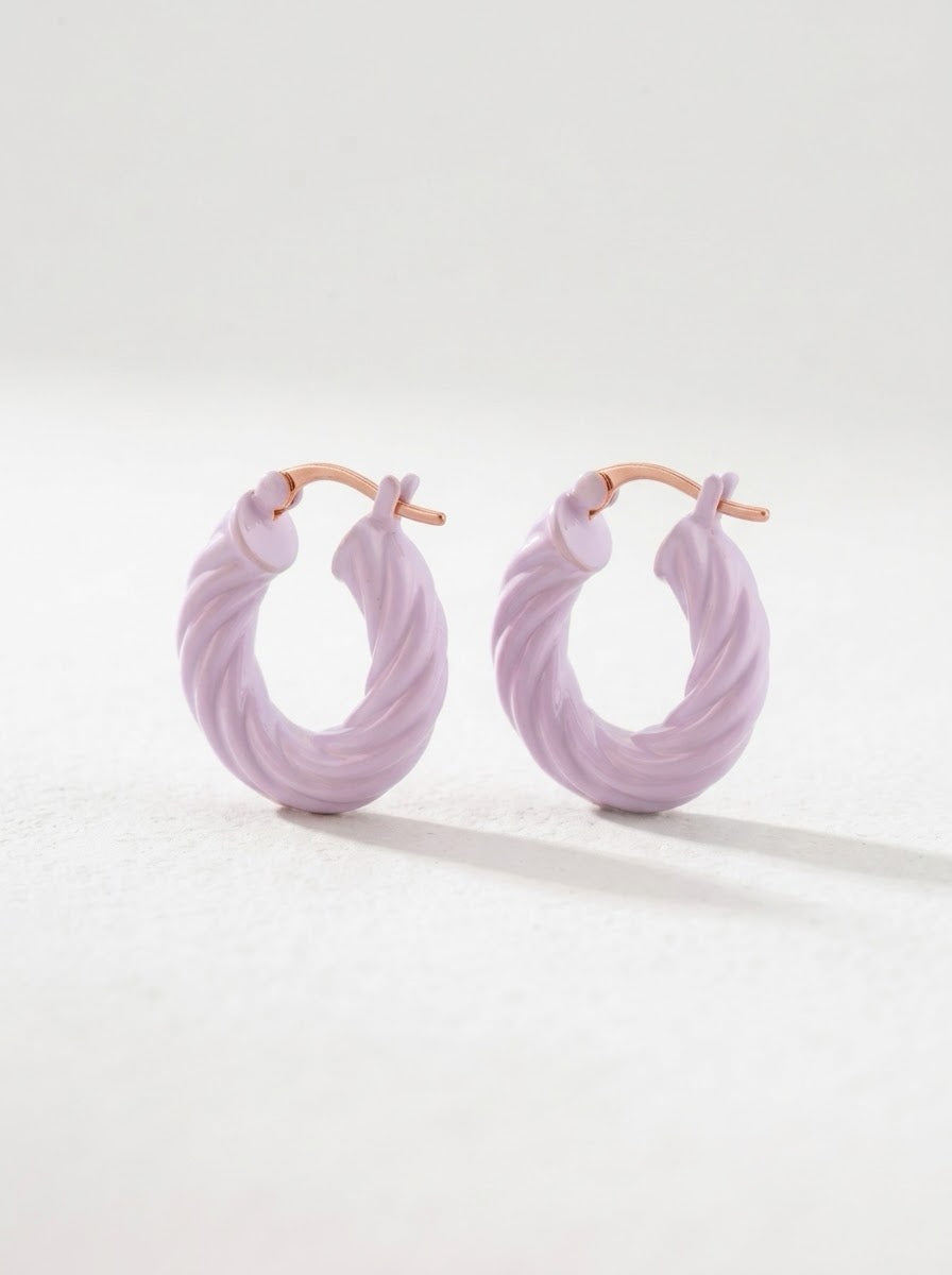 2 Cm Lilac Paris Hoop Earrings