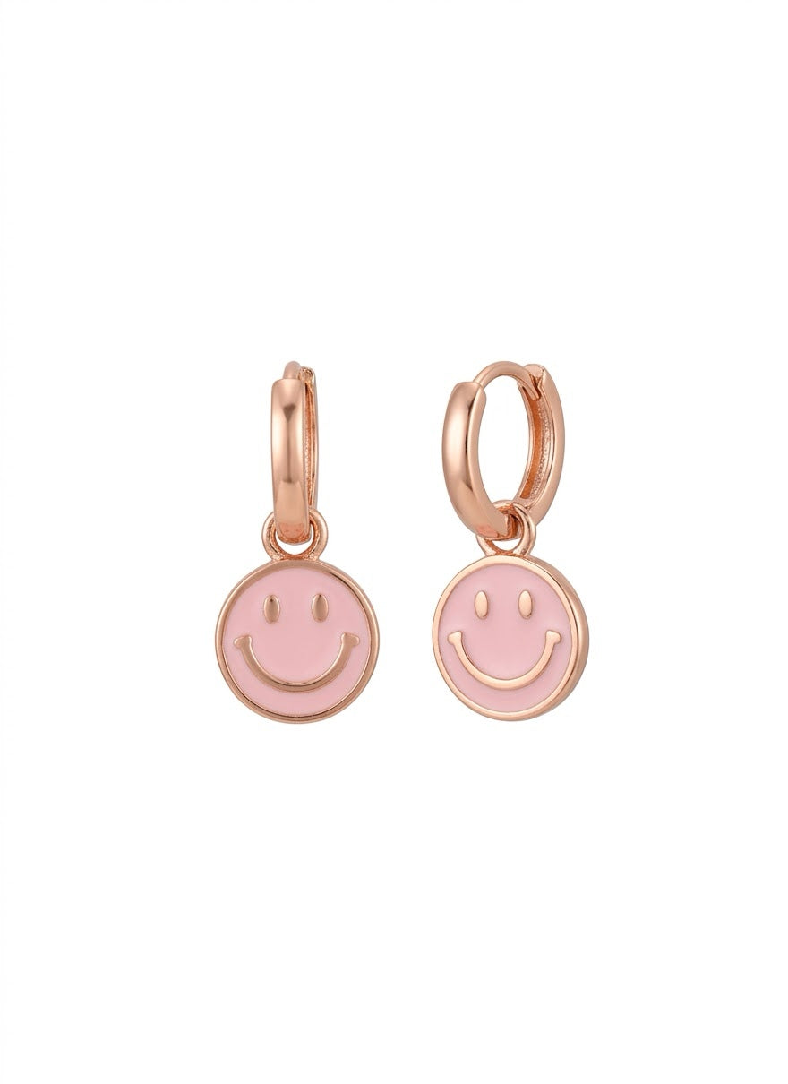 Smile Soft Pink Enamel Hoop Earrings