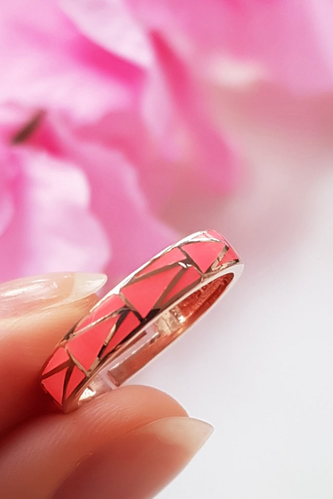 Pink Neon Geo Ring - arcina jewellery