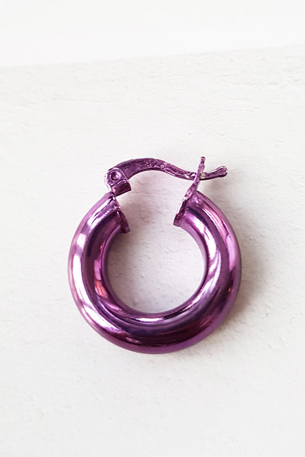 2 cm Purple Thick Hoop Earrings - arcina jewellery