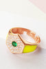 Yellow Neon Zirconia Green Solitaire Ring - arcina jewellery