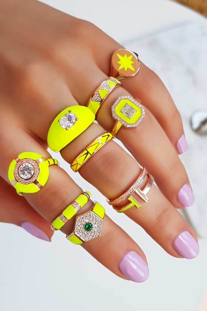 Yellow Neon Round Ring - arcina jewellery