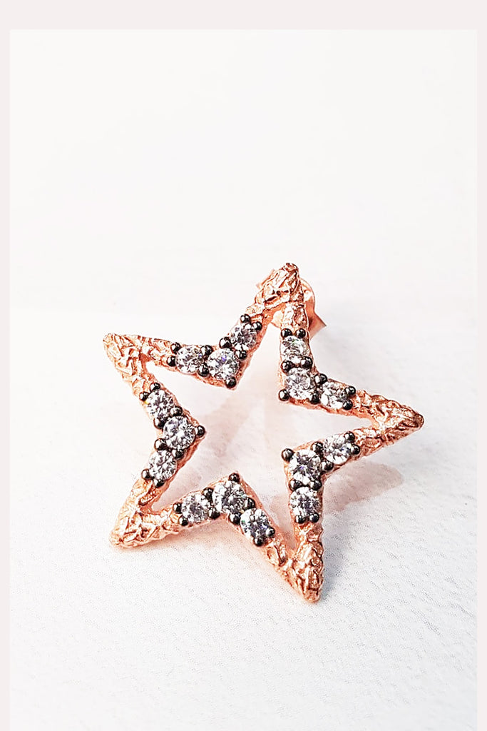 Black White Stone Star Earrings - arcina jewellery