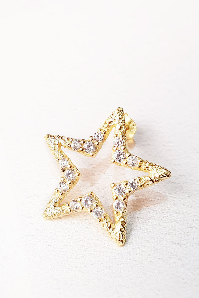 White Stone Star Earrings - arcina jewellery