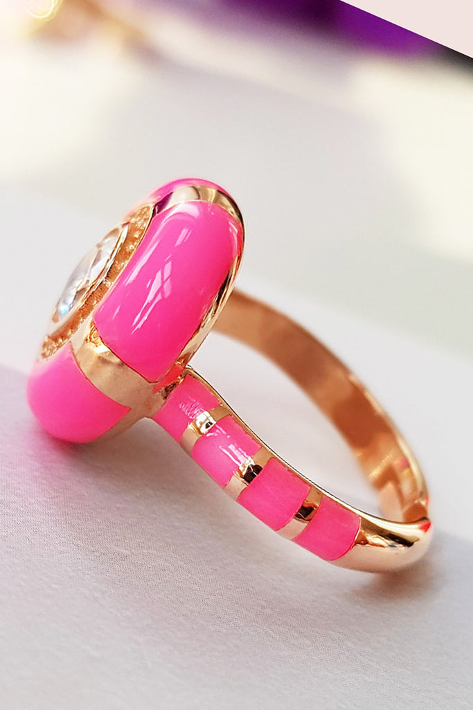 Pink Neon Round Ring - arcina jewellery