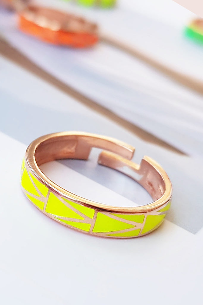 Yellow Neon Geo Ring - arcina jewellery