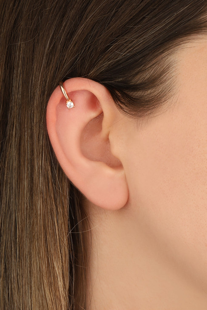 Solitaire One Layer Ear Cuff - arcina jewellery