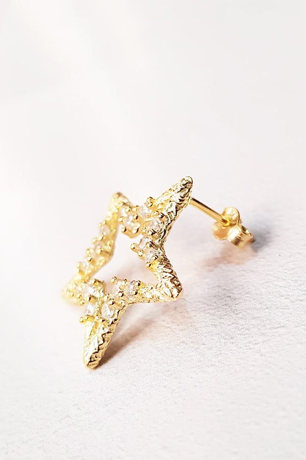 White Stone Star Earrings - arcina jewellery