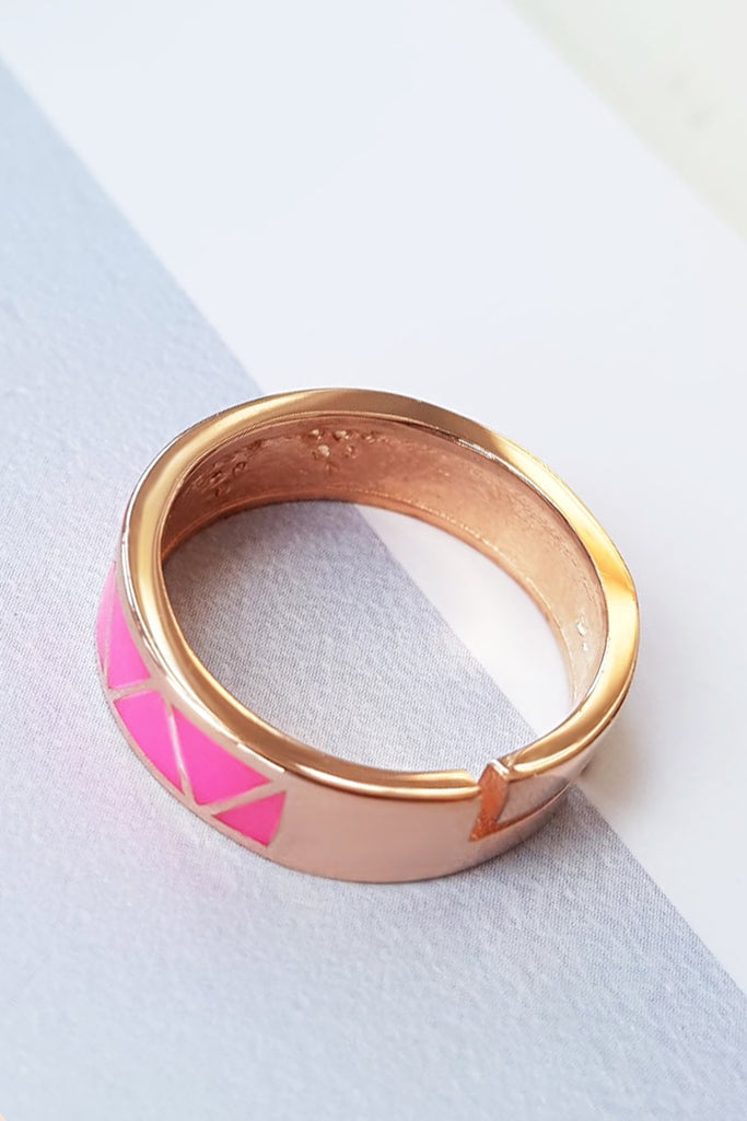 Pink Neon V Zirconia Ring - arcina jewellery