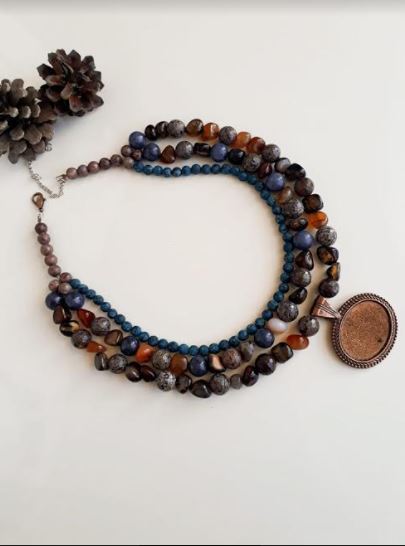 Three Layers Natural Stones Necklace - arcina jewellery