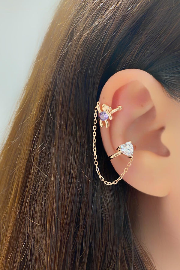 Heart Bear Ear Cuff - arcina jewellery