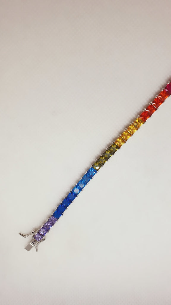 Multicolor Square Tennis Bracelet - arcina jewellery