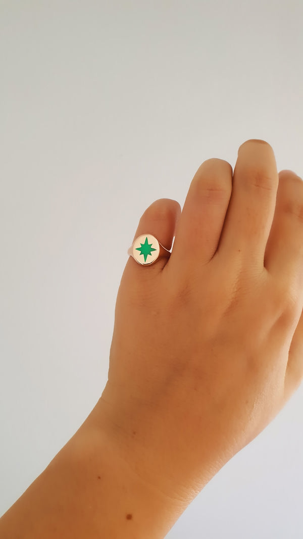 Green North Star Ring - arcina jewellery