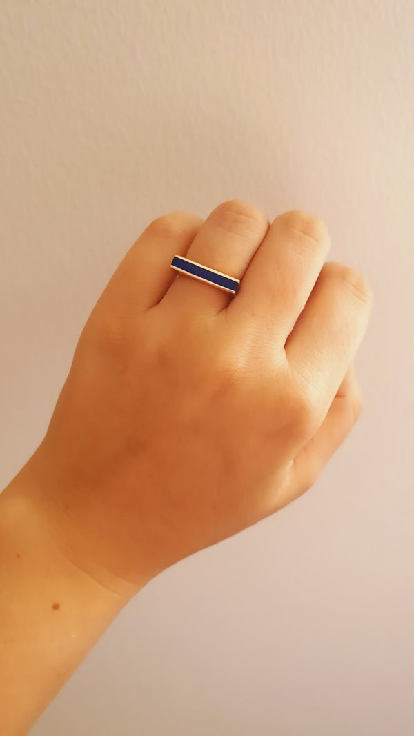 Navy Blue Line Ring - arcina jewellery