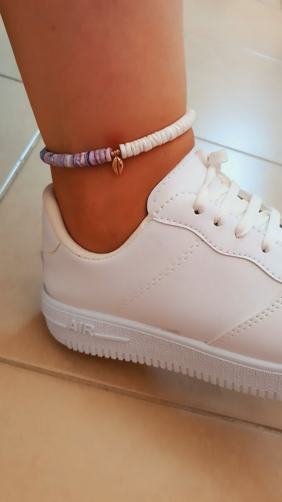 Purple Shell Anklet - arcina jewellery