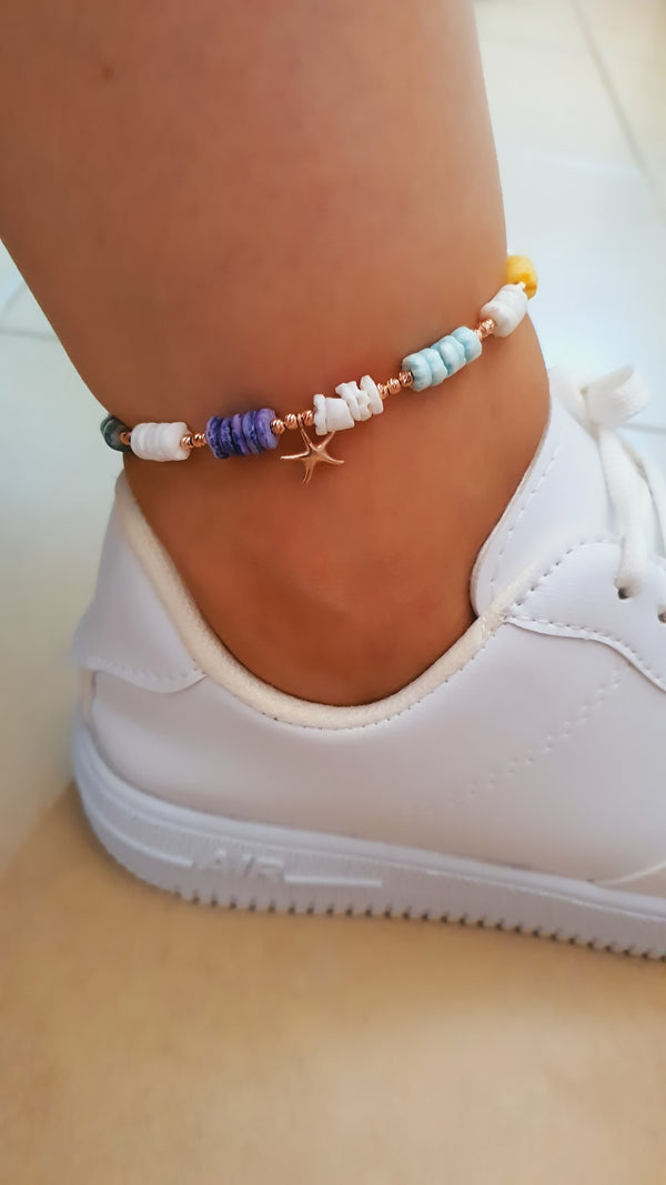 Multicolor Star Anklet - arcina jewellery