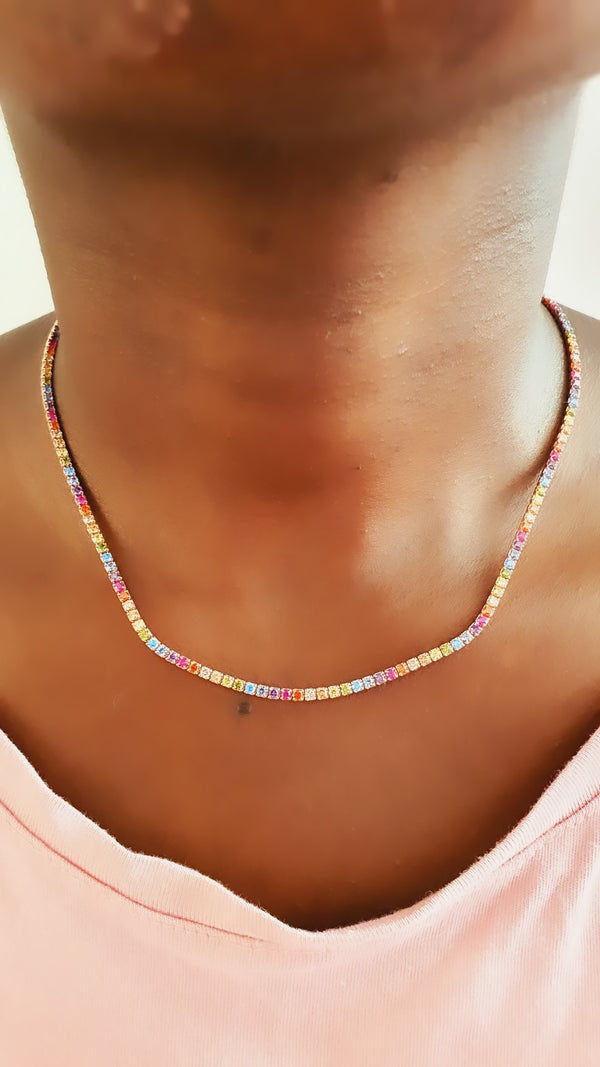 2 mm Multicolor Tennis Choker - arcina jewellery