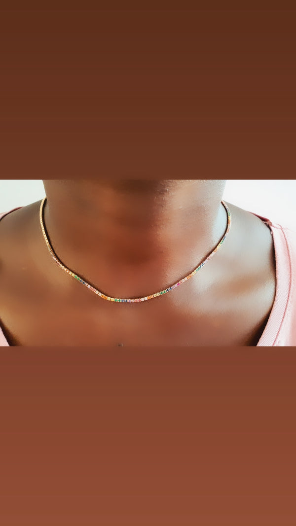 Thin Multicolor Tennis Choker - arcina jewellery