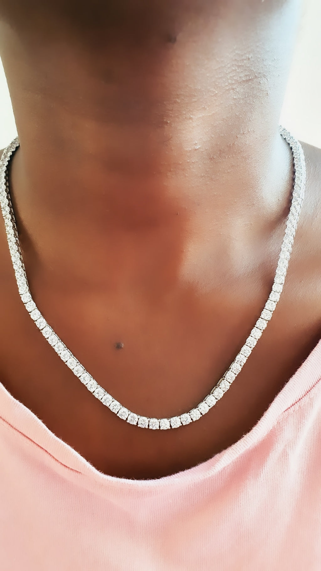 4 mm White Tennis Necklace - arcina jewellery