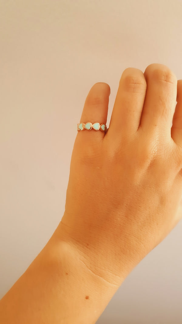 Mint Mini Hearts Ring - arcina jewellery