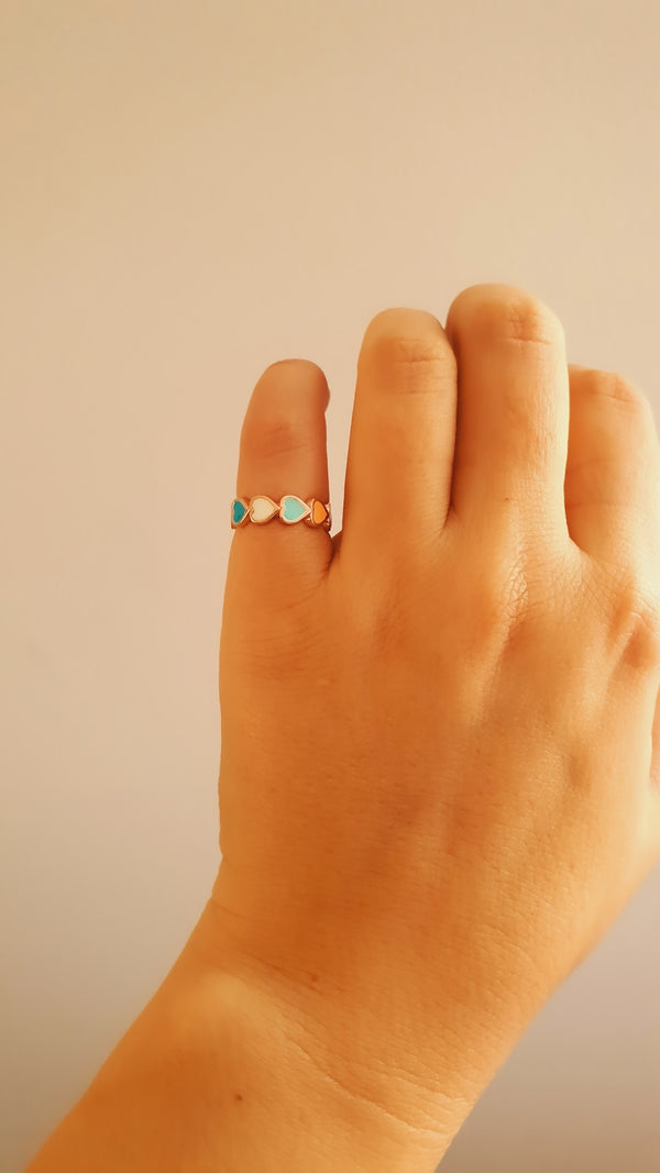 Multicolor Mini Hearts Ring - arcina jewellery