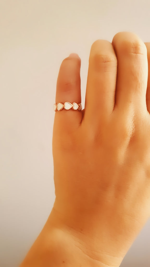 Mini Hearts White Ring - arcina jewellery