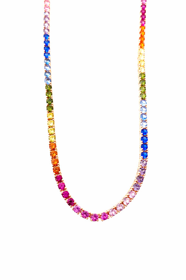 Multicolor Tennis Necklace 40 cm - arcina jewellery