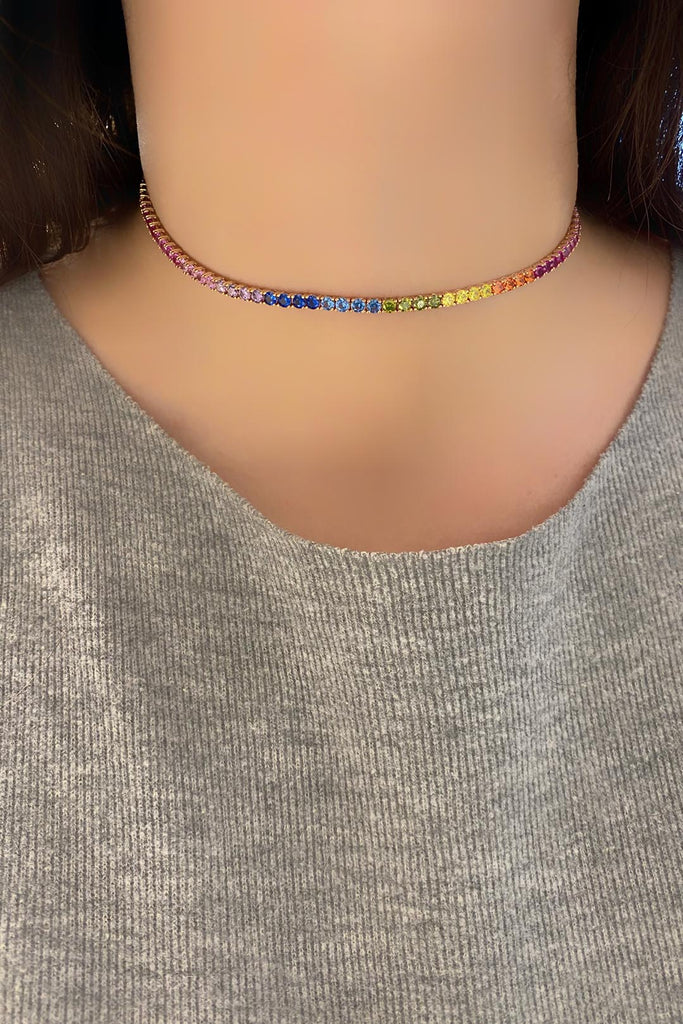 Multicolor Tennis Choker 35 cm - arcina jewellery