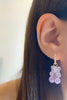 Lilac White Candy Teddy Bear Earrings - arcina jewellery