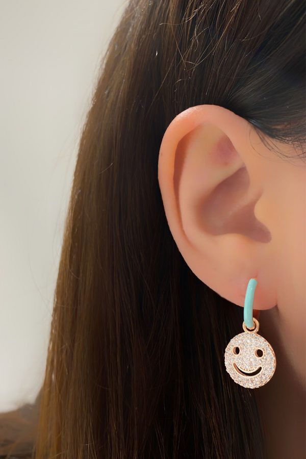 Smile Enamel Zircon Hoop Earrings - arcina jewellery