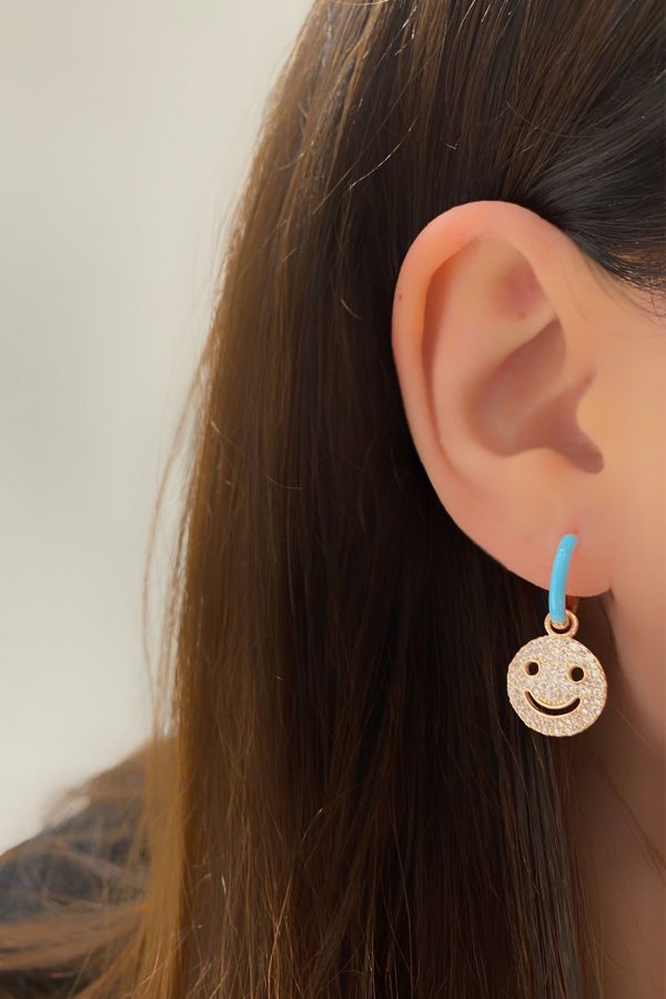 Smile Enamel Zircon Hoop Earrings - arcina jewellery