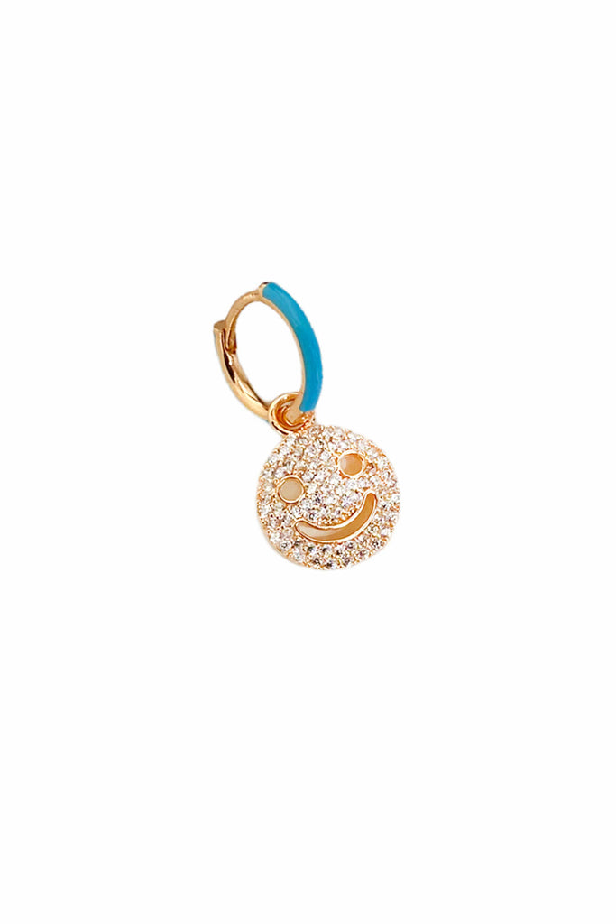 Smile Enamel Zircon Hoop Earrings - arcina jewellery